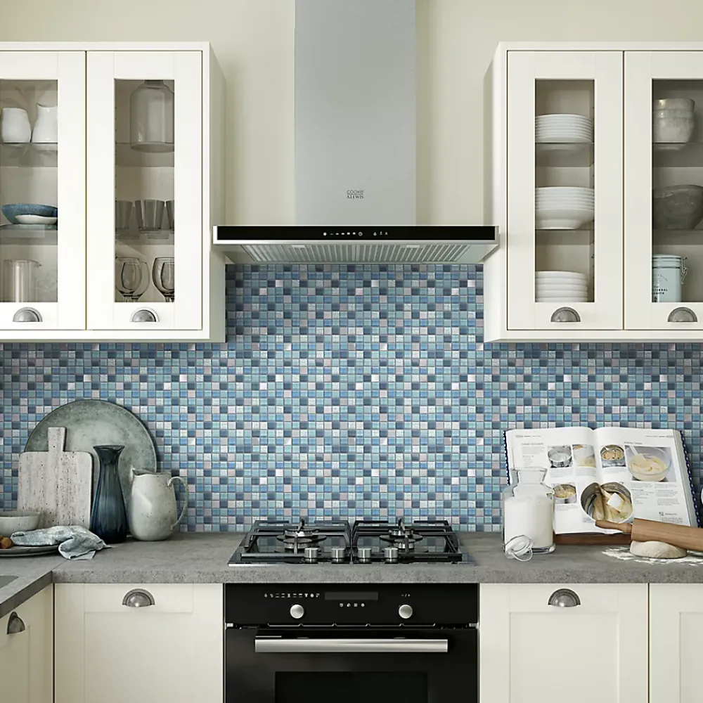 GoodHome Mosaïque Pour Douche|Mosaïque Pour Wc<Mosaïque bleu 30x30cm Lizon