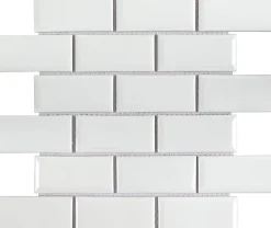 GoodHome Mosaïque céramique blanc L. 29,3 x l. 28,8 cm- Mosaïque Pour Salle De Bains|Mosaïque