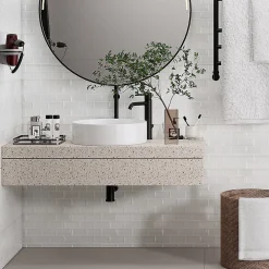 GoodHome Mosaïque céramique blanc L. 29,3 x l. 28,8 cm- Mosaïque Pour Salle De Bains|Mosaïque