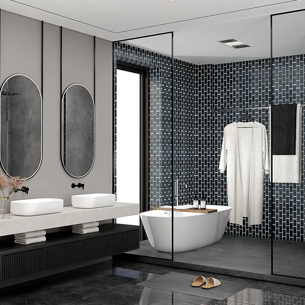 GoodHome Mosaïque céramique bleu L. 29,3 x l. 28,8 cm- Mosaïque Pour Pièce À Vivre|Mosaïque Pour Salle De Bains
