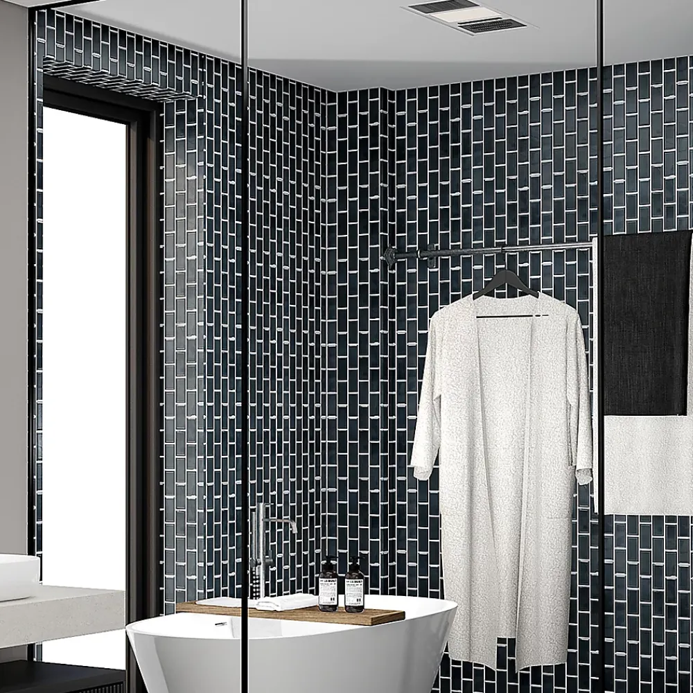 GoodHome Mosaïque céramique bleu L. 29,3 x l. 28,8 cm- Mosaïque Pour Pièce À Vivre|Mosaïque Pour Salle De Bains