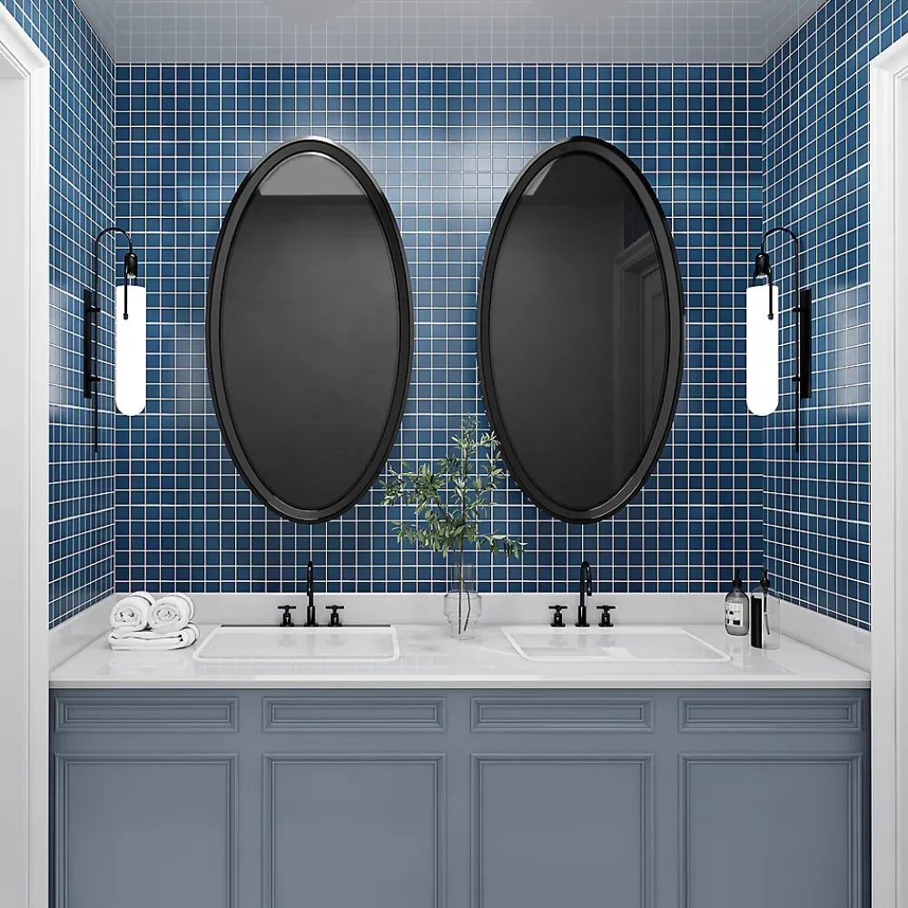 GoodHome Mosaïque céramique Elko bleu L. 30,3 x l. 30,3 cm- Mosaïque Pour Douche|Mosaïque Pour Wc