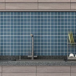 GoodHome Mosaïque céramique Elko bleu L. 30,3 x l. 30,3 cm- Mosaïque Pour Douche|Mosaïque Pour Wc