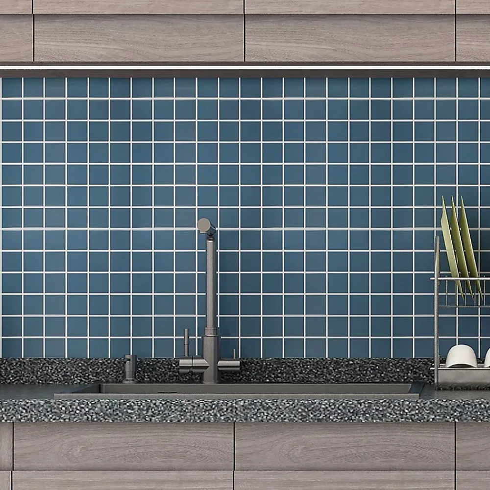 GoodHome Mosaïque céramique Elko bleu L. 30,3 x l. 30,3 cm- Mosaïque Pour Douche|Mosaïque Pour Wc