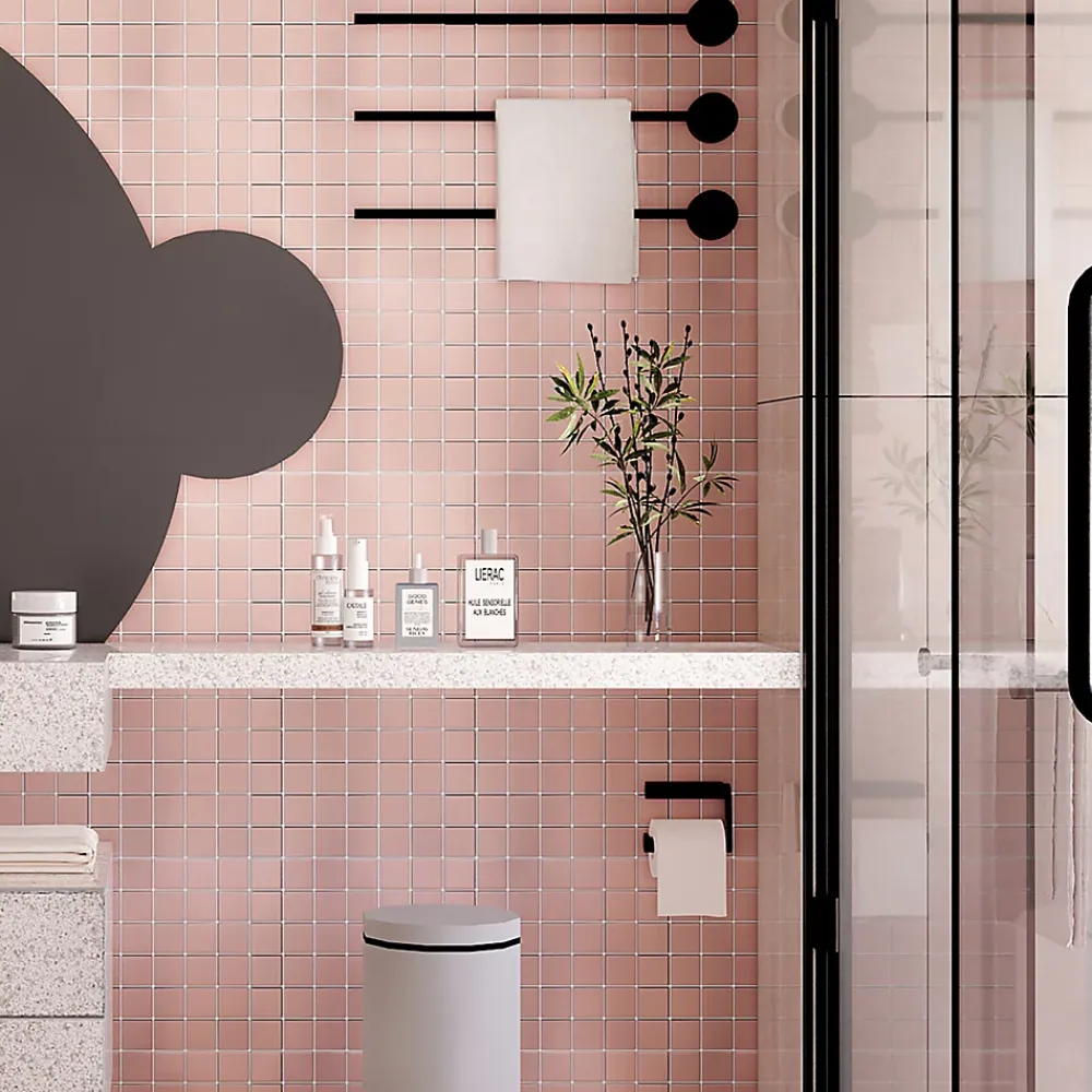 GoodHome Mosaïque céramique Elko rose L. 30,3 x l. 30,3 cm- Mosaïque Pour Salle De Bains|Mosaïque Pour Pièce À Vivre