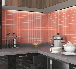 GoodHome Mosaïque Pour Salle De Bains|Mosaïque Pour Pièce À Vivre<Mosaïque céramique Elko rouge L. 30,3 x l. 30,3 cm
