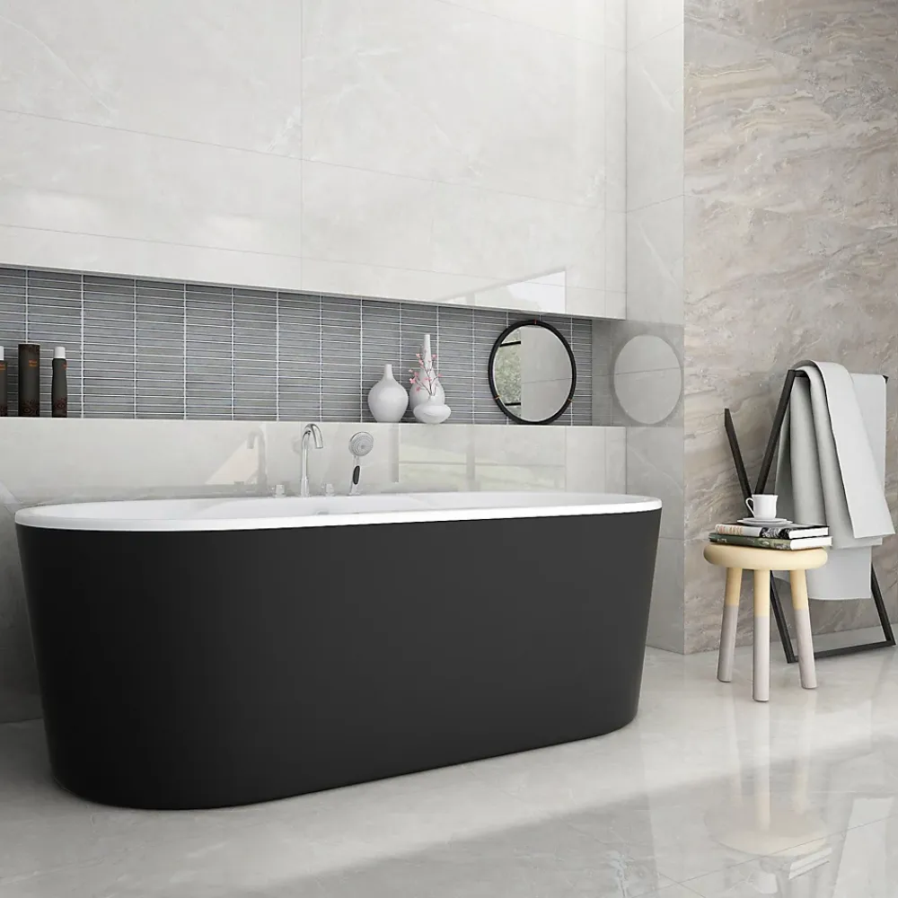 GoodHome Mosaïque céramique gris L. 29,5 x l. 29,8 cm- Mosaïque Pour Pièce À Vivre|Mosaïque Pour Salle De Bains