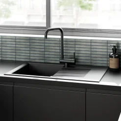 GoodHome Mosaïque céramique gris L. 29,5 x l. 29,8 cm- Mosaïque Pour Pièce À Vivre|Mosaïque Pour Salle De Bains