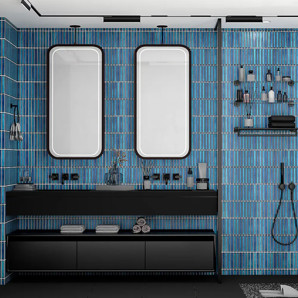 GoodHome Mosaïque Pour Douche<Mosaïque céramique Luisa bleu L. 29,8 x l. 29,5 cm