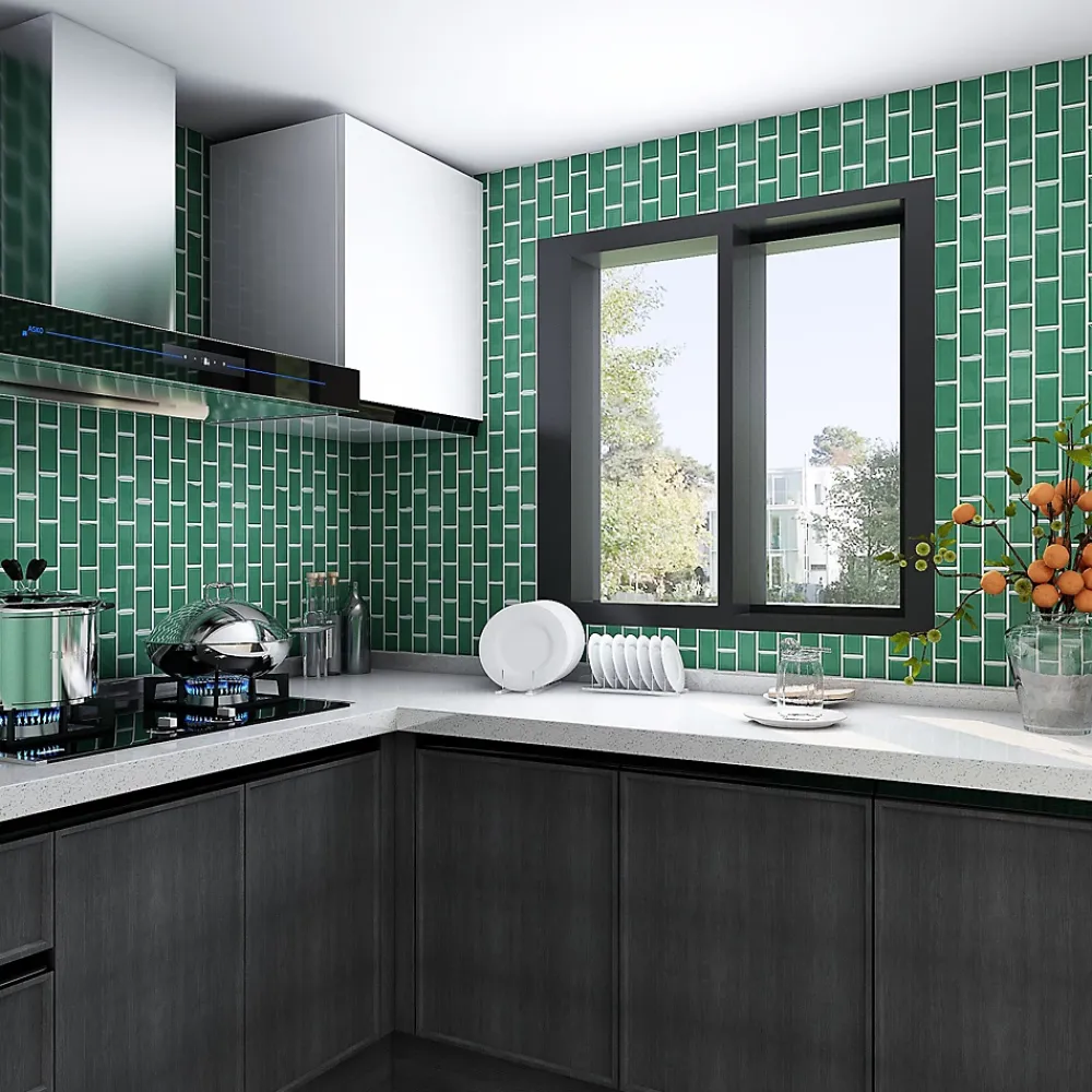 GoodHome Mosaïque céramique Trentiemax vert L. 29,3 x l. 28,8 cm- Mosaïque Pour Wc|Mosaïque Pour Pièce À Vivre