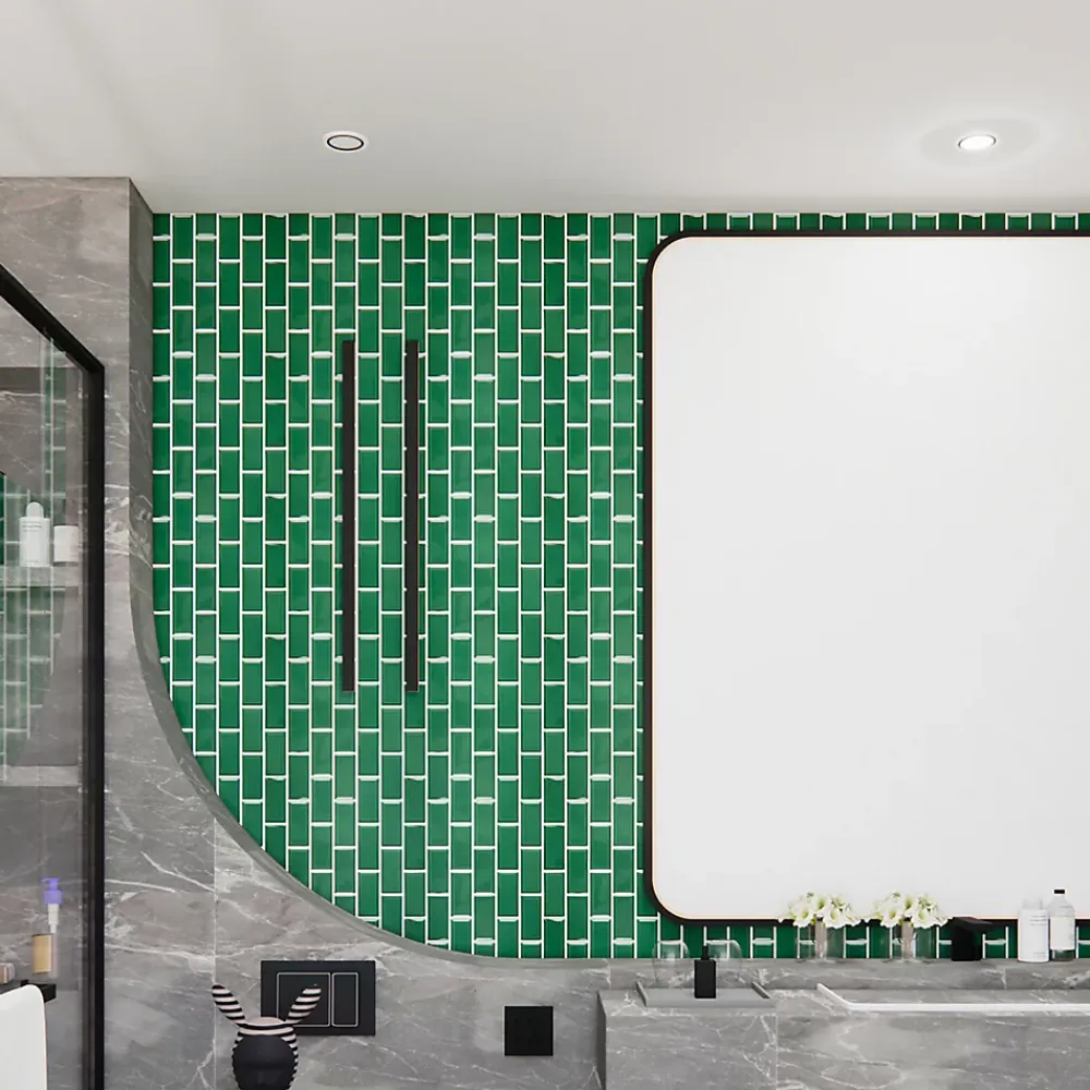 GoodHome Mosaïque céramique Trentiemax vert L. 29,3 x l. 28,8 cm- Mosaïque Pour Wc|Mosaïque Pour Pièce À Vivre