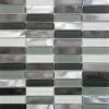 Carrelage Signature Mosaïque d'aluminium brosse et verre Mix Gris Barrettes 2X7.3 cm - vendu par plaque de 30.3 X29.7 cm -- Mosaïque Pour Salle De Bains