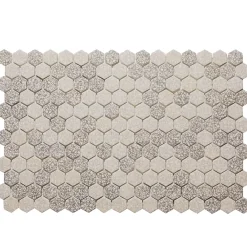 Ilcom Mosaïque de verre pressé antidérapant R11 sur maille pour salle de bain ou cuisine 52 cm x 34 cm - Hexa grey mat (0,166m²)- Mosaïque Pour Douche|Mosaïque Pour Salle De Bains