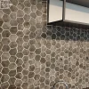 Ilcom Mosaïque Pour Douche<Mosaïque de verre pressé antidérapant R11 sur maille pour salle de bain ou cuisine 41 cm x 26 cm - Hexa air slate (0,09m²)