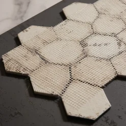 Ilcom Mosaïque Pour Douche<Mosaïque de verre pressé antidérapant R11 sur maille pour salle de bain ou cuisine 41 cm x 26 cm - Hexa air slate (0,09m²)