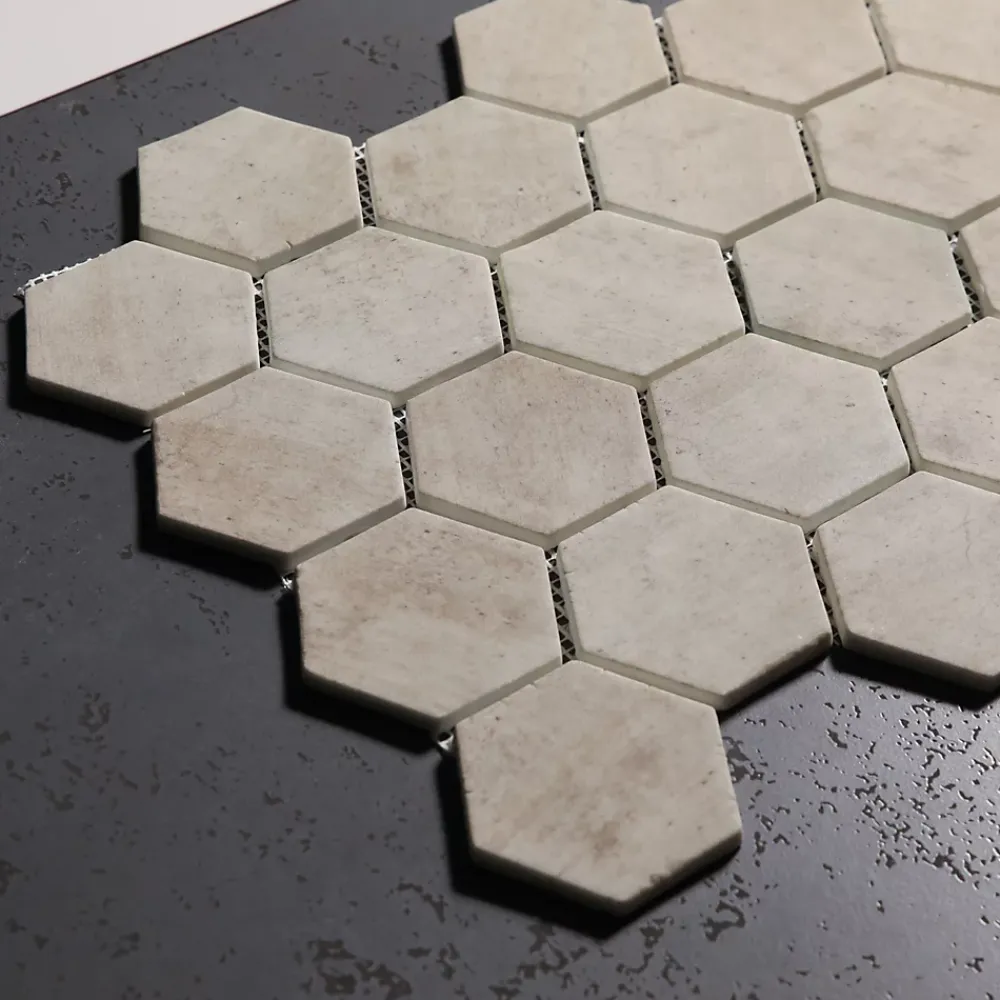 Ilcom Mosaïque Pour Pièce À Vivre|Mosaïque Pour Salle De Bains<Mosaïque de verre pressé antidérapant R11 pour salle de bain ou cuisine 43.5cm x 34.5cm - Taupe Stone Light Matt (0,15m²)