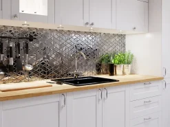 Ilcom Mosaïque Pour Salle De Bains|Mosaïque<Mosaïque de verre pour salle de bain ou cuisine 26x30cm - Scratched mirror