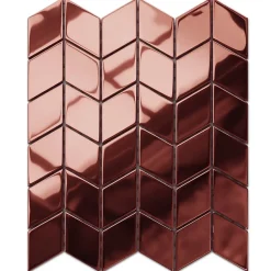 Ilcom Mosaïque de verre sur maille pour salle de bain ou cuisine Magic Copper Chevron - 26.5cm x 30.5cm- Mosaïque Pour Pièce À Vivre|Mosaïque Pour Wc