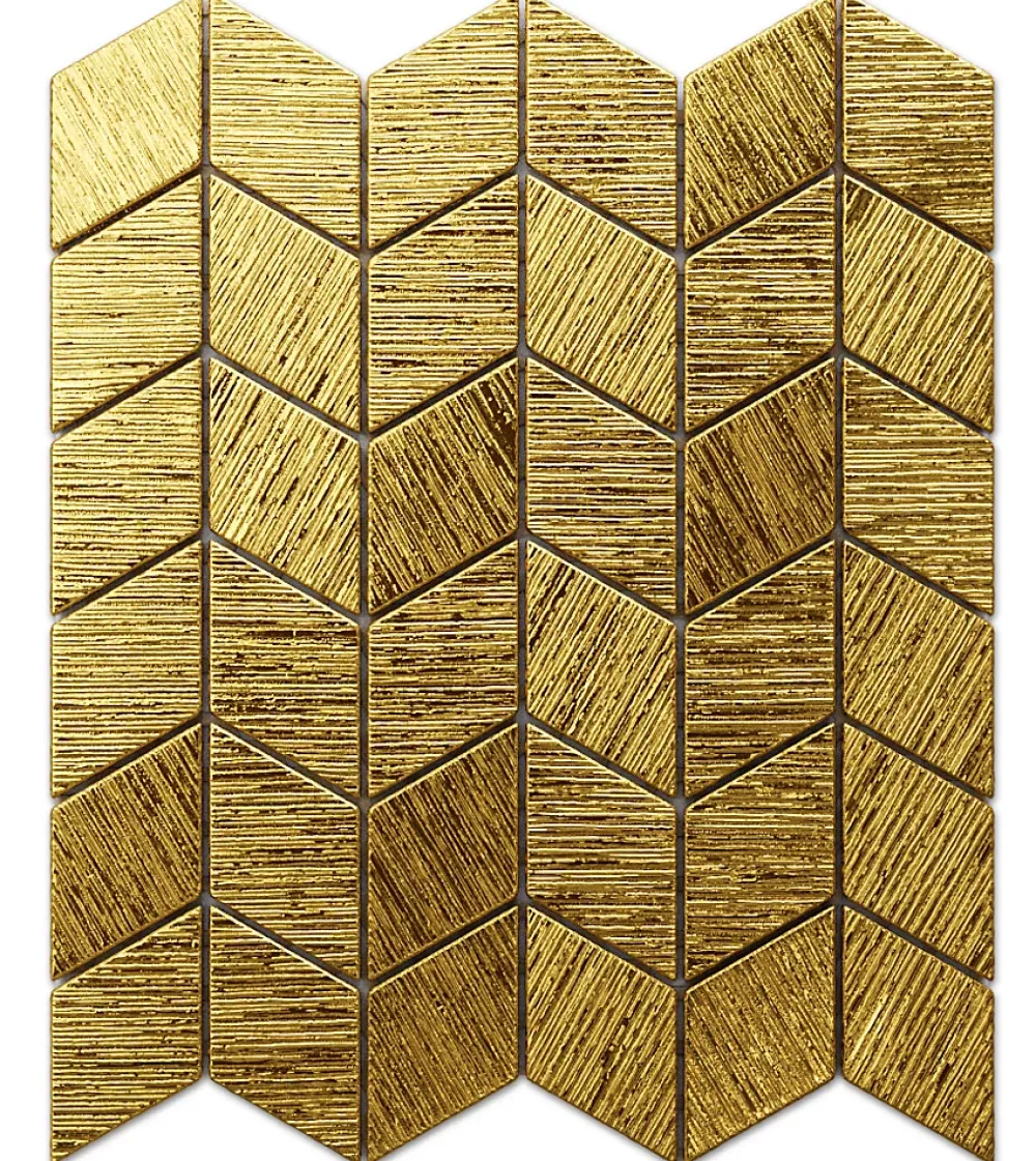 Ilcom Mosaïque de verre sur maille pour salle de bain ou cuisine Gold tulip - 26.5cm x 30.5cm- Mosaïque Pour Pièce À Vivre|Mosaïque