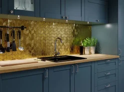 Ilcom Mosaïque de verre sur maille pour salle de bain ou cuisine Gold tulip - 26.5cm x 30.5cm- Mosaïque Pour Pièce À Vivre|Mosaïque