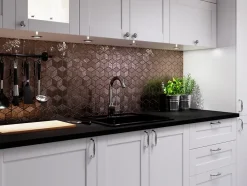 Ilcom Mosaïque de verre sur maille pour salle de bain ou cuisine Copper eagle - 26.5cm x 30.5cm- Mosaïque Pour Pièce À Vivre|Mosaïque Pour Wc
