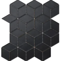 Ilcom Mosaïque de verre sur maille pour salle de bain ou cuisine Soft black - 26.5cm x 30.5cm- Mosaïque Pour Wc