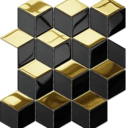 Ilcom Mosaïque Pour Wc<Mosaïque de verre sur maille pour salle de bain ou cuisine Black mirror - 26.5cm x 30.5cm
