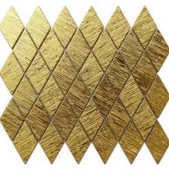 Ilcom Mosaïque de verre sur maille pour salle de bain ou cuisine Gold lake - 26,5cm x 30,5cm- Mosaïque Pour Pièce À Vivre|Mosaïque Pour Wc