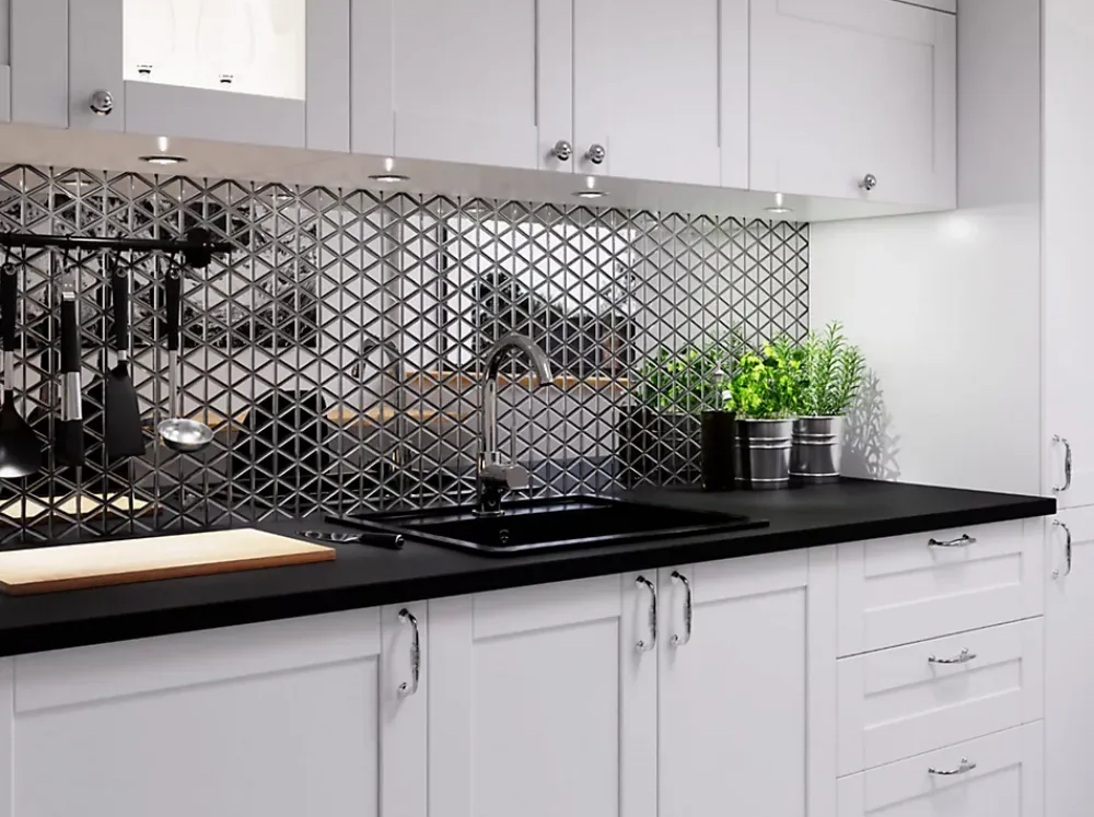 Ilcom Mosaïque Pour Salle De Bains|Mosaïque Pour Pièce À Vivre<Mosaïque de verre sur maille pour salle de bain ou cuisine 26,3 x 30,3 cm - Mirror Reflection