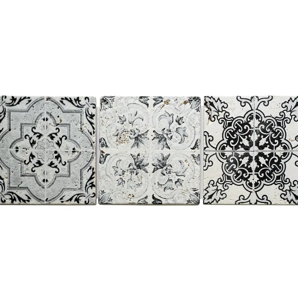Casa Linéa MOSAÏQUE DECOR RENAISSANCE TRAVERTIN BLACK 1 PLAQUE 10 x 30 CM CASA LINEA- Travertin