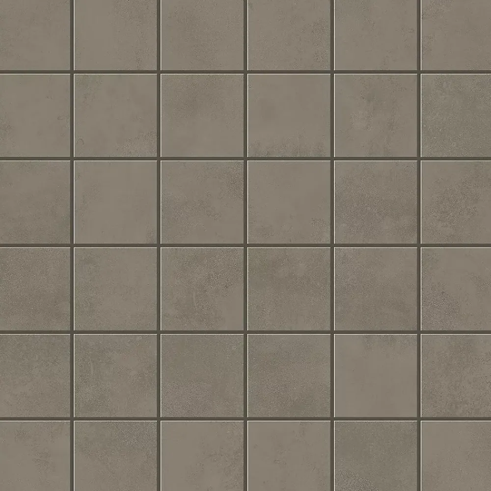Ro'Ma Carrelage Mosaïque effet Béton Gris Terre 4,8x4,8 cm Quadra 30x30x0,9 cm Mat Vetrano - Sol et mur intérieur (vendu par carton de 0,9 m²) - R- Mosaïque Pour Pièce À Vivre|Mosaïque Pour Wc