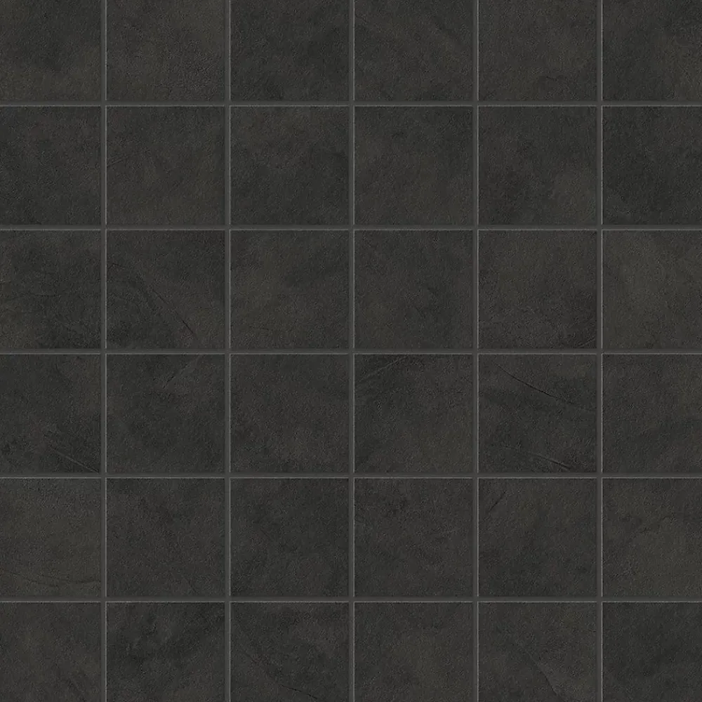 Ro'Ma Carrelage Mosaïque effet Enduit Gris Fumé 4,8x4,8 cm Quadra 30x30x0,9 cm Mat Calviro - Sol et mur intérieur (vendu par carton de 0,9 m²) - R- Mosaïque Pour Pièce À Vivre