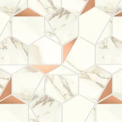 Ro'Ma Carrelage Mosaïque Pour Pièce À Vivre|Mosaïque Pour Wc<Mosaïque effet Marbre Blanc Calacatta Supreme Hexa 29x25,1x0,85 cm Brillant Faventa - Mur intérieur (vendu par carton de 0,4367 m²