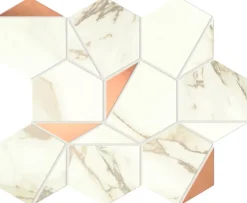 Ro'Ma Carrelage Mosaïque Pour Pièce À Vivre|Mosaïque Pour Wc<Mosaïque effet Marbre Blanc Calacatta Supreme Hexa 29x25,1x0,85 cm Brillant Faventa - Mur intérieur (vendu par carton de 0,4367 m²