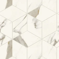 Ro'Ma Carrelage Mosaïque Pour Pièce À Vivre<Mosaïque effet Marbre Blanc Calacatta Alba Hexa Cube 35x30x0,9 cm Silk Montira - Mur intérieur (vendu par carton de 0,42 m²) - RO'