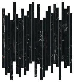 Ro'Ma Carrelage Mosaïque effet Marbre Noir Scuro Riga 30,5x26x0,6 cm Brillant Magnaro - Mur intérieur (vendu par carton de 0,47 m²) - RO'MA CARREL- Mosaïque Pour Pièce À Vivre