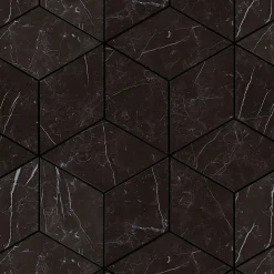 Ro'Ma Carrelage Mosaïque Pour Pièce À Vivre<Mosaïque effet Marbre Noir Marquina Hexa Cube 35x30x0,95 cm Brillant Marvillo - Mur intérieur (vendu par carton de 0,42 m²) - RO'M