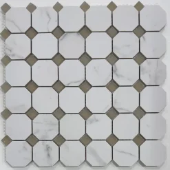 Albedo Pierre Mosaïque Pour Salle De Bains<Mosaïque en Céramique en Verre Mat - Octogone