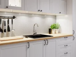 Ilcom Mosaïque en céramique sur filet pour salle de bain ou cuisine 29.3cm x 31.7cm - Grey bubbles- Mosaïque Pour Pièce À Vivre|Mosaïque Pour Wc