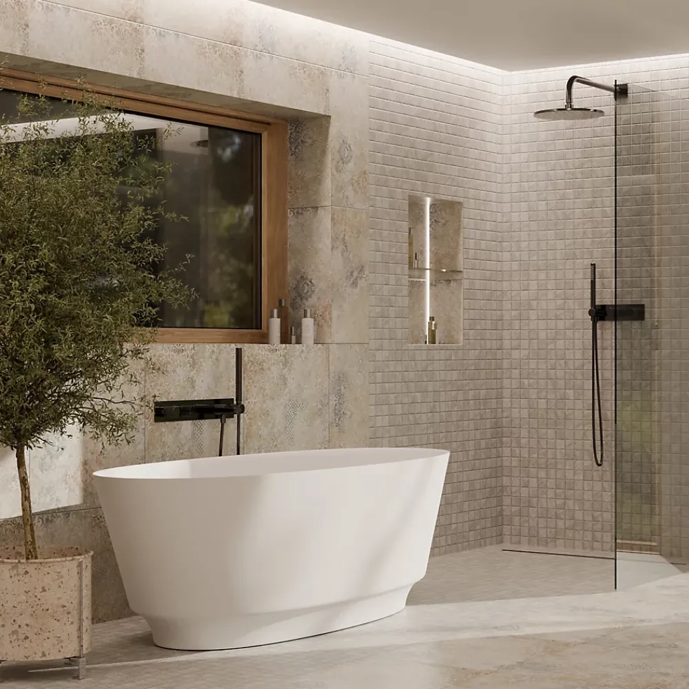 Ilcom Mosaïque<Mosaïque en céramique sur filet pour salle de bain ou cuisine 30cm x 30 cm - Trentino