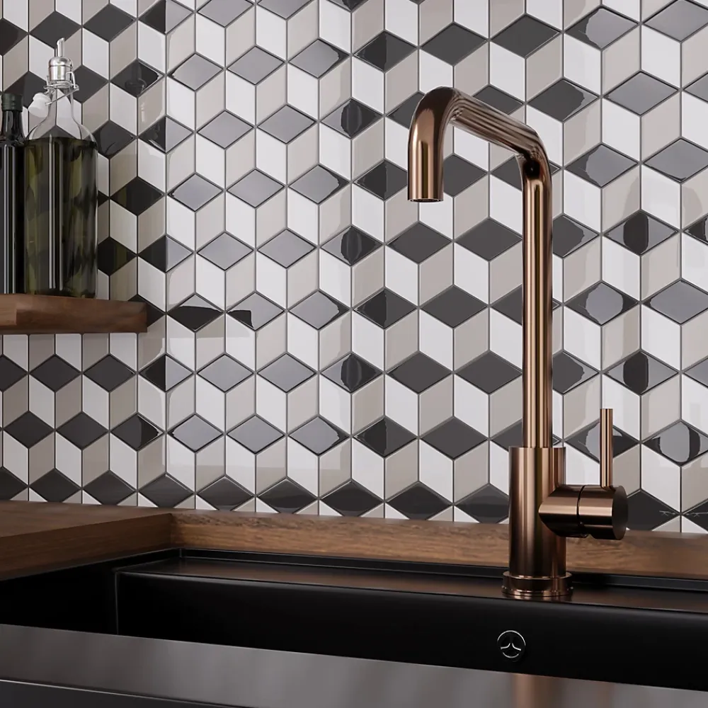 Ilcom Mosaïque Pour Douche|Mosaïque<Mosaïque en céramique sur filet pour salle de bain ou cuisine 25.5cm x 29.5cm - Kubrick