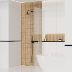 Ilcom Mosaïque en céramique sur filet pour salle de bain ou cuisine 29.6cm x 30.0cm - Dark wood piano- Mosaïque Pour Douche