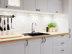 Ilcom Mosaïque en céramique sur maille pour salle de bain ou cuisine 28.2 cm x 30 cm - Marble Arabesque- Mosaïque Pour Douche