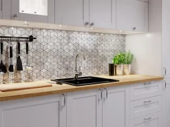 Ilcom Mosaïque en gres sur maille pour salle de bain ou cuisine 26.5 cm x 30.5 cm - Broken Diamond Romb- Mosaïque Pour Pièce À Vivre|Mosaïque Pour Wc