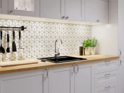 Ilcom Mosaïque en gres sur maille pour salle de bain ou cuisine 30.5 cm x 26.5 cm - Milky way- Mosaïque Pour Douche