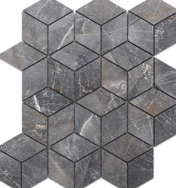 Ilcom Mosaïque en gres sur maille pour salle de bain ou cuisine 26.5 cm x 30.5 cm - Diamond romb- Mosaïque Pour Salle De Bains