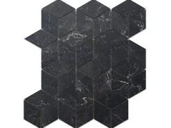Ilcom Mosaïque en gres sur maille pour salle de bain ou cuisine 26.5 cm x 30.5 cm - Black cube- Mosaïque Pour Wc