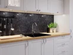 Ilcom Mosaïque en gres sur maille pour salle de bain ou cuisine 26.5 cm x 30.5 cm - Black cube- Mosaïque Pour Wc