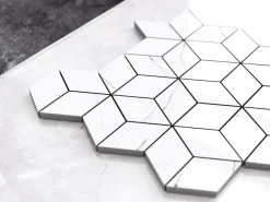 Ilcom Mosaïque Pour Douche<Mosaïque en gres sur maille pour salle de bain ou cuisine 26.5 cm x 30.5 cm - Carrara marble