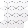 Ilcom Mosaïque en gres sur maille pour salle de bain ou cuisine 26.5 cm x 30.5 cm - White diamod romb- Mosaïque Pour Douche